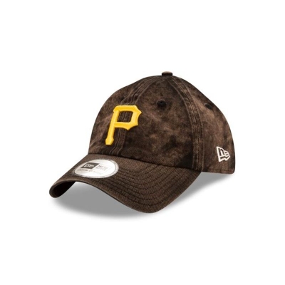 Black Pittsburgh Pirates Hat - New Era MLB Hand Brush Wash Casual Classic Adjustable Caps USA4957213